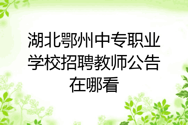 湖北鄂州中专职业学校招聘教师公告在哪看