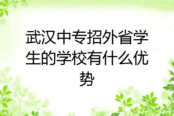 武汉中专招外省学生的学校有什么优势