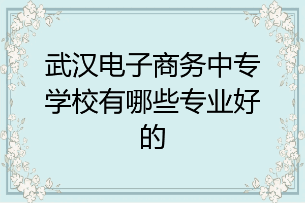 武汉电子商务中专学校有哪些专业好的