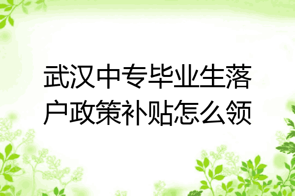 武汉中专毕业生落户政策补贴怎么领