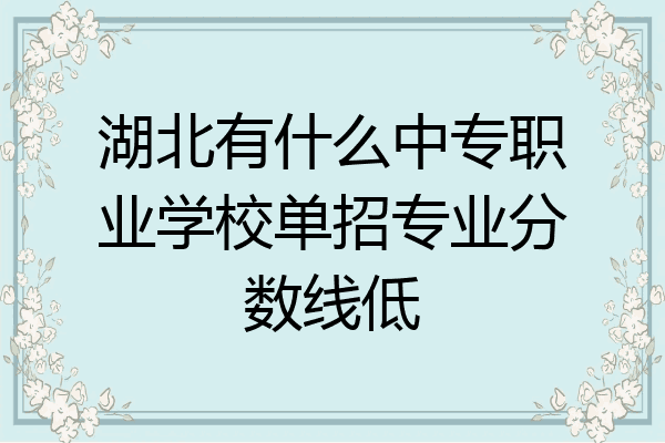 湖北有什么中专职业学校单招专业分数线低