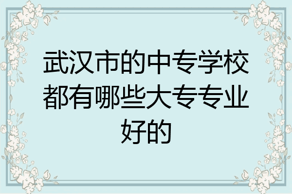 武汉市的中专学校都有哪些大专专业好的