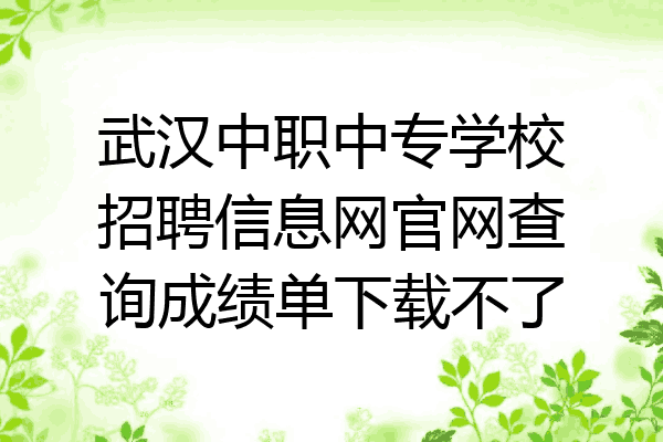武汉中职中专学校招聘信息网官网查询成绩单下载不了