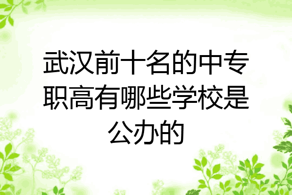 武汉前十名的中专职高有哪些学校是公办的