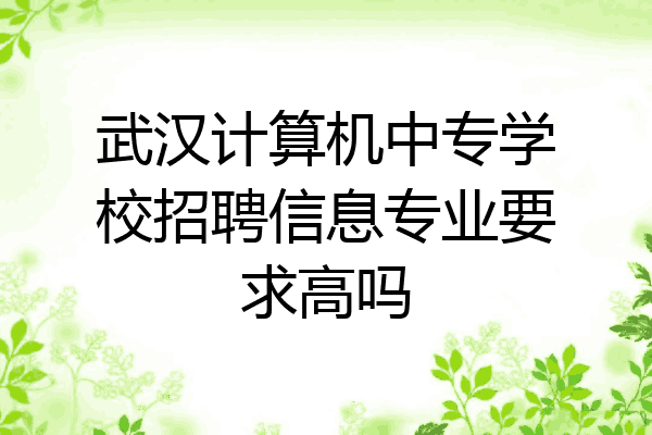 武汉计算机中专学校招聘信息专业要求高吗
