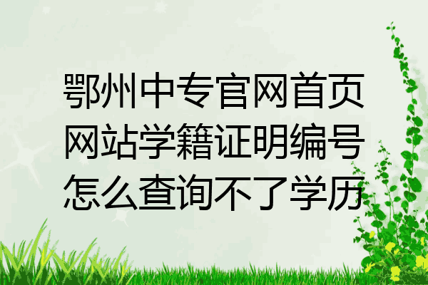 鄂州中专官网首页网站学籍证明编号怎么查询不了学历