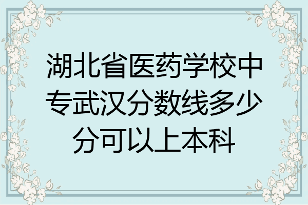 湖北省医药学校中专武汉分数线多少分可以上本科