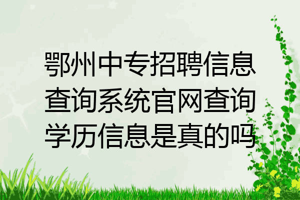 鄂州中专招聘信息查询系统官网查询学历信息是真的吗