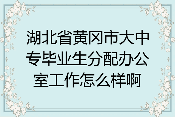 湖北省黄冈市大中专毕业生分配办公室工作怎么样啊