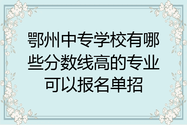 鄂州中专学校有哪些分数线高的专业可以报名单招