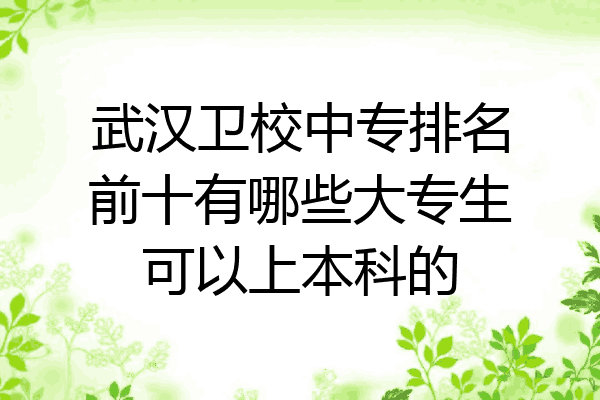 武汉卫校中专排名前十有哪些大专生可以上本科的