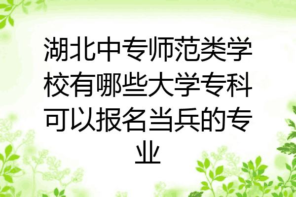 湖北中专师范类学校有哪些大学专科可以报名当兵的专业