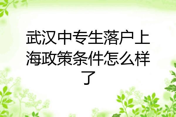 武汉中专生落户上海政策条件怎么样了
