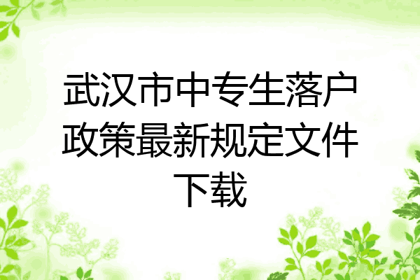 武汉市中专生落户政策最新规定文件下载