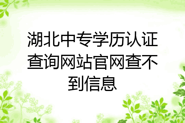 湖北中专学历认证查询网站官网查不到信息