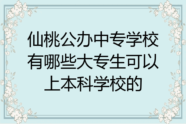 仙桃公办中专学校有哪些大专生可以上本科学校的