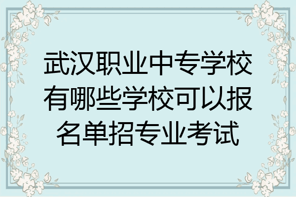 武汉职业中专学校有哪些学校可以报名单招专业考试