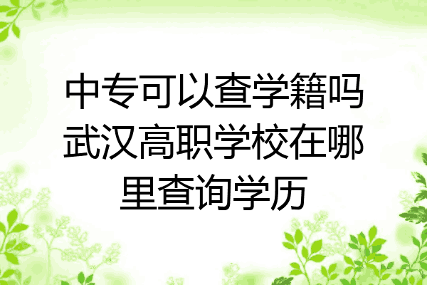 中专可以查学籍吗武汉高职学校在哪里查询学历