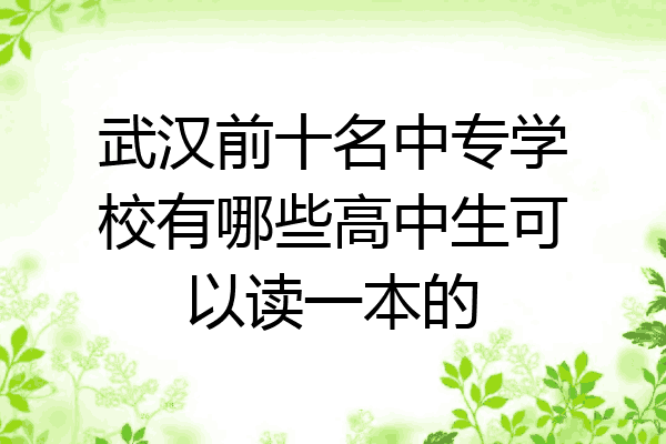 武汉前十名中专学校有哪些高中生可以读一本的