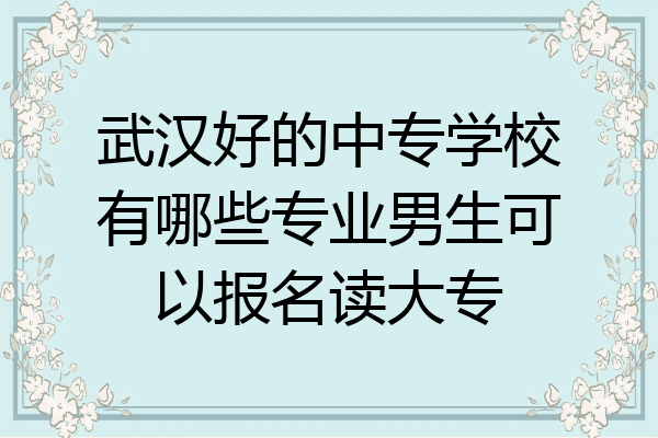 武汉好的中专学校有哪些专业男生可以报名读大专