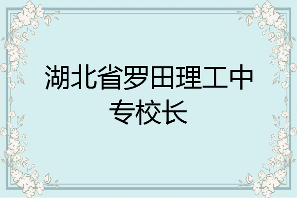 湖北省罗田理工中专校长