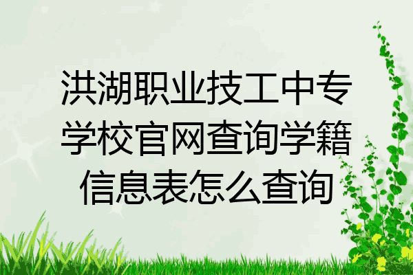 洪湖职业技工中专学校官网查询学籍信息表怎么查询
