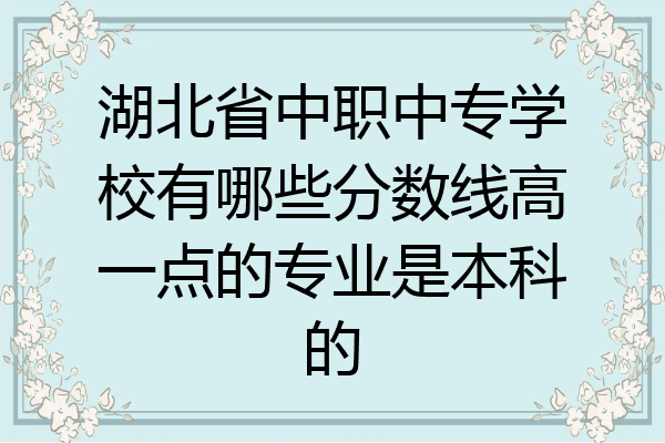 湖北省中职中专学校有哪些分数线高一点的专业是本科的