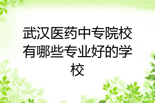 武汉医药中专院校有哪些专业好的学校