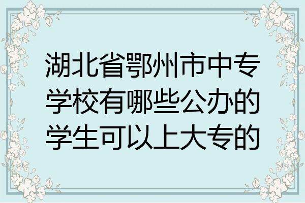 湖北省鄂州市中专学校有哪些公办的学生可以上大专的