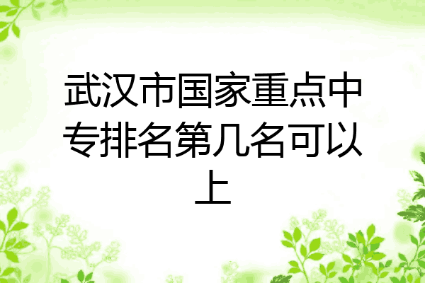 武汉市国家重点中专排名第几名可以上