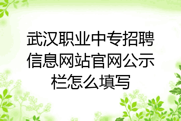 武汉职业中专招聘信息网站官网公示栏怎么填写