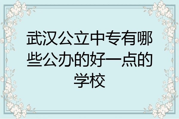武汉公立中专有哪些公办的好一点的学校