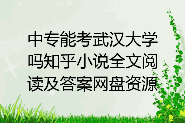 中专能考武汉大学吗知乎小说全文阅读及答案网盘资源