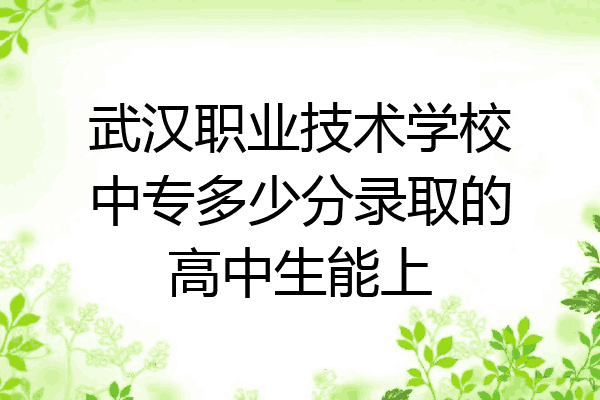 武汉职业技术学校中专多少分录取的高中生能上