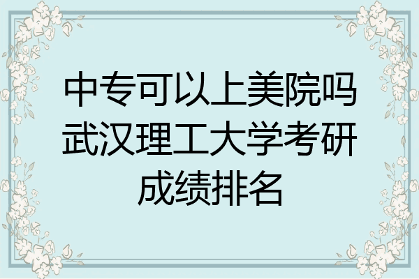 中专可以上美院吗武汉理工大学考研成绩排名
