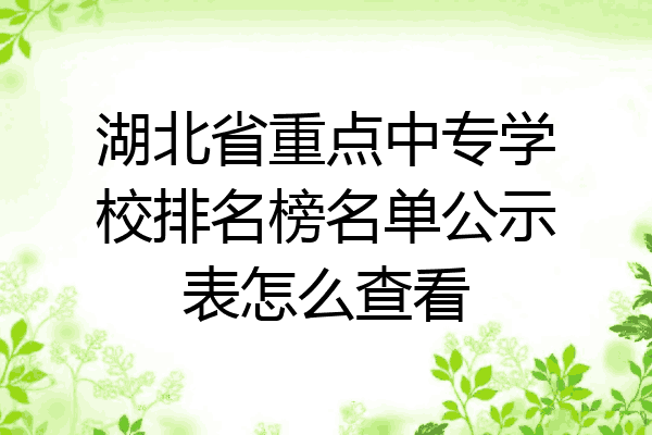 湖北省重点中专学校排名榜名单公示表怎么查看