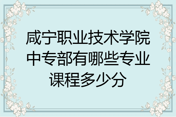 咸宁职业技术学院中专部有哪些专业课程多少分