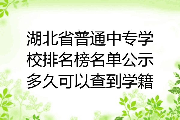 湖北省普通中专学校排名榜名单公示多久可以查到学籍