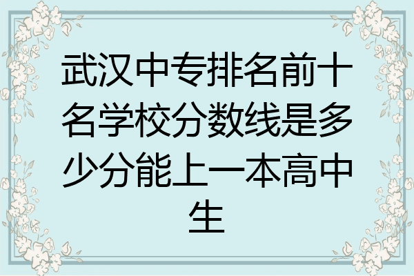 武汉中专排名前十名学校分数线是多少分能上一本高中生