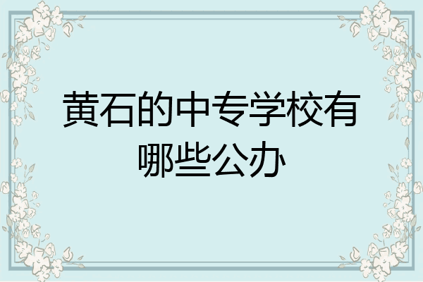 黄石的中专学校有哪些公办