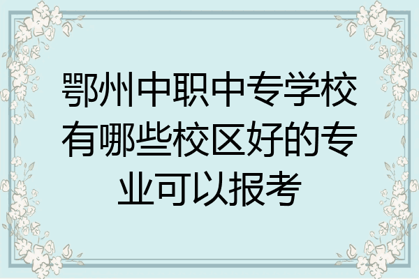 鄂州中职中专学校有哪些校区好的专业可以报考