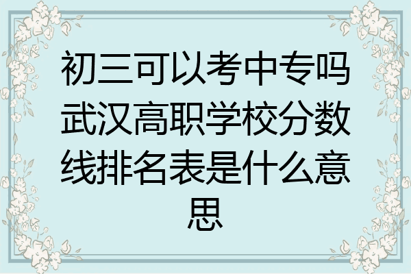 初三可以考中专吗武汉高职学校分数线排名表是什么意思