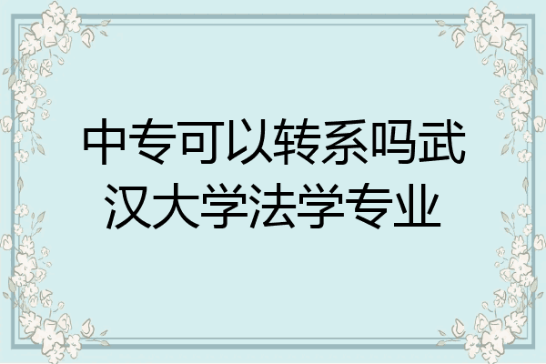 中专可以转系吗武汉大学法学专业
