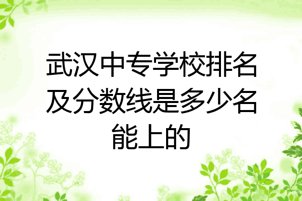 武汉中专学校排名及分数线是多少名能上的
