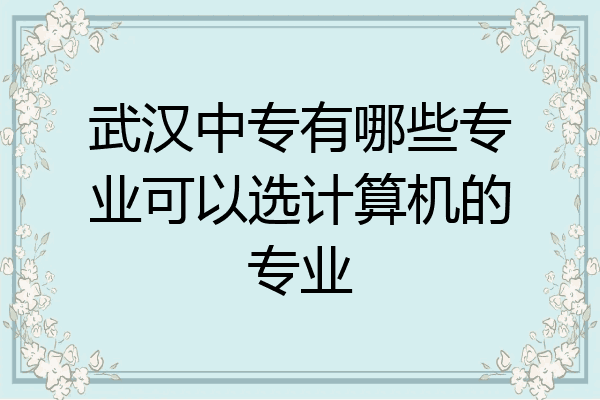 武汉中专有哪些专业可以选计算机的专业
