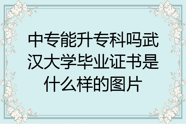 中专能升专科吗武汉大学毕业证书是什么样的图片