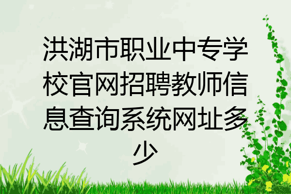 洪湖市职业中专学校官网招聘教师信息查询系统网址多少