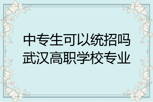 中专生可以统招吗武汉高职学校专业