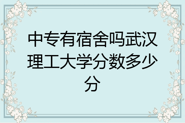中专有宿舍吗武汉理工大学分数多少分