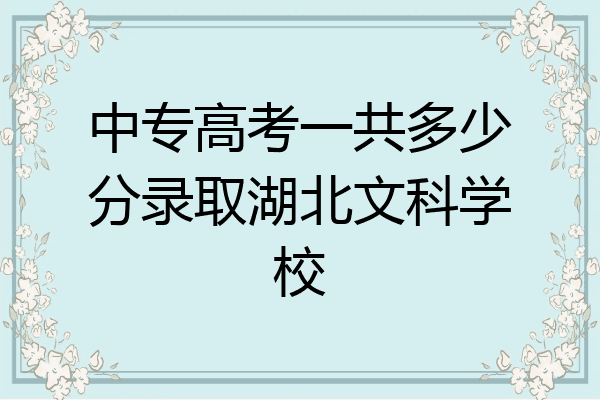 中专高考一共多少分录取湖北文科学校